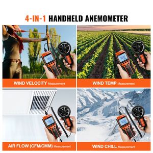 Anemometro Digitale per Velocità e Temperatura dell'Aria con Design Separato, Range 14-140F e Schermo LED - Product Image 2