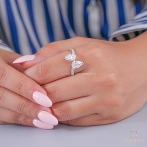 2.22CT Luxury <b>Two</b> <b>Stone</b> Pear Shape Lab Grown Diamond Engagement <b>Ring</b> Pave Bypass Toi Et Moi Wedding <b>Ring</b> For Women Fine Jewelry - Product Image 5