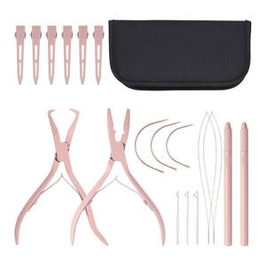 Stainless Steel Hair Extension Tools Kit Professional Microbead Plier C Type Pulling <b>Needles</b> Loop <b>Threader</b> Tool Hair Sectioning - Product Image 2