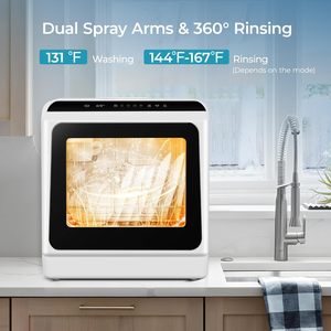 Mini lave-vaisselle de comptoir avec réservoir d'eau intégré de 5 L et 6 modes de lavage - Product Image 6