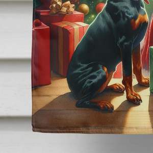 Doberman Pinscher Santa Claus poste de porche grande cartel de patio decorativo poliéster tamaño de la casa ilustraciones colgantes de pared - Product Image 4