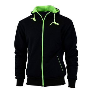 <span class=keywords><strong>Sweat</strong></span>-shirt à capuche zippé noir pour homme de haute qualité avec bordure vert <span class=keywords><strong>fluo</strong></span>, coupe décontractée, en tissu polaire respirant, idéal pour l'automne - Product Image 1