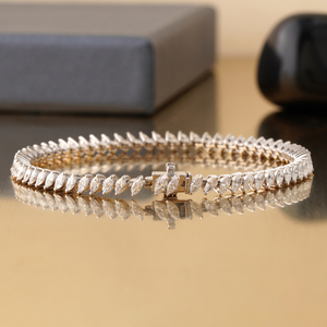 สร้อยข้อมือเทนนิสทองคำ 14K ประดับเพชรทรงมาร์คีส์ 3.03 กะรัต เพชรเลี้ยงในห้องปฏิบัติการ ดีไซน์แบบเชฟรอน จิวเวลรี่แฟชั่น - Product Image 3