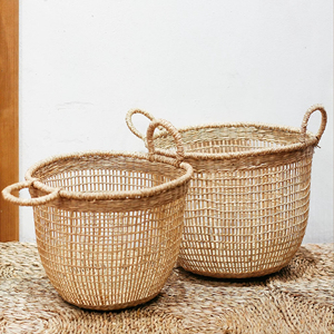 ชุดตะกร้าหวายสานแบบเปิด 2 ใบ ตะกร้าเก็บของทำมือ ขายส่ง เป็นมิตรกับสิ่งแวดล้อม ผลิตในเวียดนาม - Product Image 3