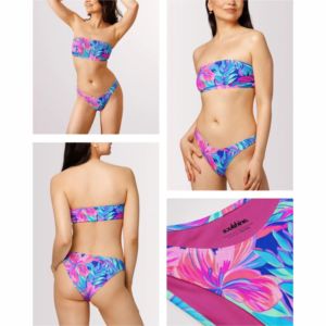 Dry Camo Print Beachwear Summer Mesh Swim Trunks for <b>Men</b> and Tie-Side <b>Bikini</b> for Women - Product Image 5
