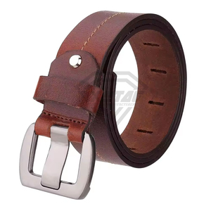 Ceinture en cuir pleine fleur véritable de qualité supérieure pour hommes, robuste, décontractée, style vintage, avec boucle métallique personnalisée pour fabricants de vêtements - Product Image 4