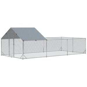 Grande Pollaio in Metallo Tipo H con Copertura Impermeabile Anti-UV da 6x3m e Porta con Serratura, Usato - Product Image 1