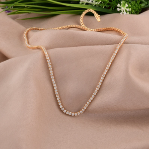 Women's 18K Gold Plated Zinc Alloy Baguette Diamond Channel Set Link Chain Classic Wedding Daily Necklace - Product Image 4