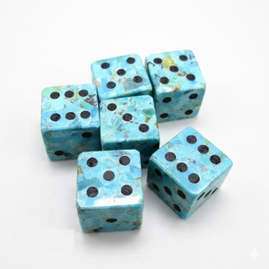 Dés en pierre de turquoise africaine D6, dés en pierre précieuse naturelle, dés en cristal D6, dés gravés, ensembles de dés personnalisés - Product Image 6