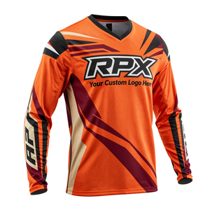 Maillot de motocross RPX à manches longues, orange et bordeaux, impression par sublimation, séchage rapide, vêtements de course, maillot de motocross - Product Image 2