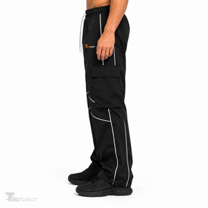 Pantalones Deportivos para Hombre, Resistentes al Viento, con Cordón Ajustable, Cintura Elástica, Estilo Cargo, con Franjas Laterales, Ajuste Casual, de Nailon - Product Image 4