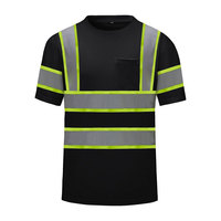 Chemise de travail de sécurité imperméable à haute visibilité pour homme, noire, avec bandes réfléchissantes, poche poitrine, personnalisable, en polyester