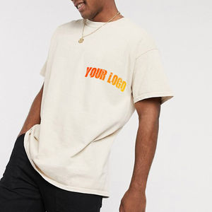 Camiseta de Algodón 100% de Alto Gramaje para Hombre, Oversize, Cuello Redondo, Hombro Caído, Ecológica, con Logotipo Personalizado, Lisa, Larga, Venta al por Mayor - Product Image 1