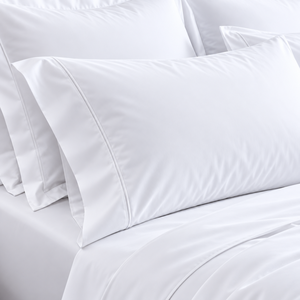 Parure de lit blanche 100% coton avec taies d'oreiller 200TC, douce, respirante, teinte unie, qualité hôtelière - Product Image 4
