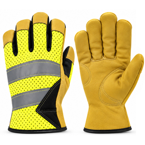 Guantes de Trabajo de Alta Visibilidad, Color Amarillo y Negro, Protección Completa para los Dedos, Cierre Ajustable en la Muñeca, Diseño Profesional Personalizado - Product Image 1