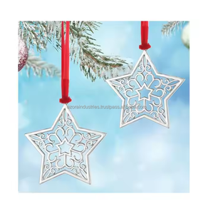 Decoración árbol colgante estrella ornamento aluminio Material plata Color Navidad producto - Product Image 1