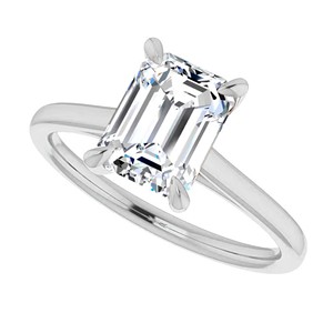 Anillo de Compromiso Premium con Moissanita de Corte Esmeralda de 1.75CT, Color D, VVS1, con Banda Cónica de Oro Blanco de 14K - Product Image 3