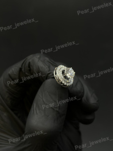 Round Cut VVS Moissanite <b>Stud</b> Earrings Double Halo Cluster <b>For</b> <b>Men</b> And Women 925 Sterling Silver Screw Back Earring - Product Image 3