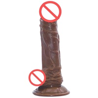 Indiens XL-Größe 8 Zoll Silikon Wasserdichter Brauner Dildo-Vibrator mit Starkem Saugnapf