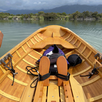 Bateau à rames en bois et fibre de verre Whitehall de 12 pieds, renfort en gelcoat, durable, résistant à l'eau, sûr, double siège, 2 personnes, écologique