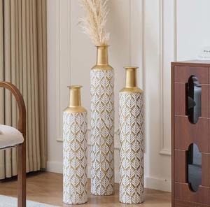 Handmade Brass Floor <b>Vase</b> Traditional Design Decorative Metal <b>Vase</b> With Floral Pattern <b>Gold</b> Finish At Best Price - Product Image 2