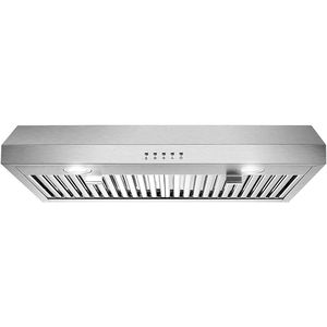 Cappa da cucina sottopensile da 30 pollici con ventola a 3 velocità da 600 CFM e luci LED, argento/nero - Product Image 1