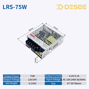 Блок питания DESEE серии LRS, 75 Вт, 12 В, AC-<span class=keywords><strong>DC</strong></span>, ультратонкий, с сертификацией BIS, эффективность 88%, для промышленного оборудования и светодиодного освещения - Product Image 2