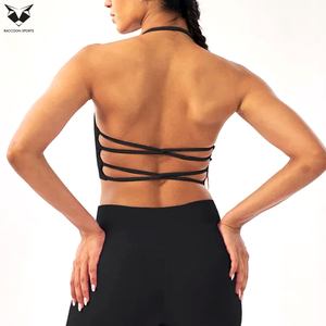 Meilleur fournisseur, qualité supérieure, prix de gros, respirant, service OEM, vêtements décontractés avec logo personnalisé, soutien-gorge de sport simple à col halter - Product Image 2