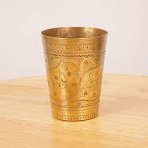 Vaso de Vidrio y Latón Hecho a Mano con Diseño Étnico Grabado, Estilo Vintage, para Decoración del Hogar, Cocina, Regalo, Uso en Hoteles - Product Image 2