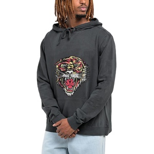 Sudadera con Capucha Negra Unisex con Bolsillo Delantero, Informal, de Felpa Tejida, Transpirable, Corte Holgado, para Invierno, 100% Algodón, 300g - Product Image 1