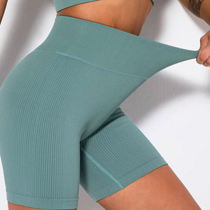 Mint Green 2 Piece Yoga Set Square Neck Racerback Crop <b>Top</b> High Waist Shorts Ruched Seamless Breathable Lightweight - Product Image 6