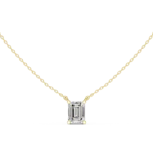 Colgante Solitario de Diamante Cultivado en Laboratorio con Corte Esmeralda, Oro Sólido de 10K, 14K, 18K, Joyería Fina para Mujer, Accesorios, Regalo, Cadena Incluida - Product Image 1