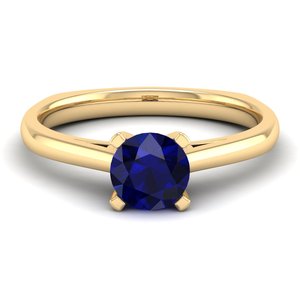 Bague REYES en argent sterling 925 avec saphir bleu taille ronde de 0,75 carat, certifiée GRA, et moissanite solitaire, tendance - Product Image 1