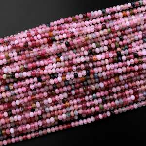 ลูกปัดโรนเดลล์พลอยทัวร์มาลีนสีชมพูธรรมชาติทรงเหลี่ยม สำหรับทำเครื่องประดับ DIY ขายส่ง - Product Image 2