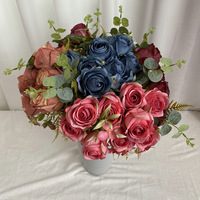 Bouquet de mariage géant à 9 têtes de roses en diamant, fleurs artificielles pour le Nouvel An, la Saint-Valentin, la décoration de la maison, vente en gros