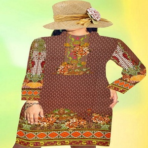 Chemise de pelouse en coton 1 pièce magnifiquement conçue pour des vêtements décontractés quotidiens et des tenues de fête vêtements indiens et pakistanais - Product Image 4