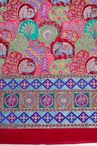 Red Multicolour Natural Crepe Floral Buta Placement Print Fabric with Heavy Ornamental Border for Ethnic Wear Kurti Material - Product Image 3