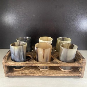 Copa Vikinga Corta Hecha a Mano, Taza de Cuerno de Vaca Natural para Cerveza, Vino y Bebidas al Mejor Precio - Product Image 1