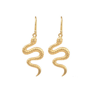Pendientes Colgantes de Serpiente Dorada, Pendientes de Aro con Textura Martillada, Joyería de Estilo Bohemio Místico, Regalo - Product Image 1