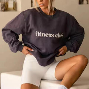 Nouveau sweat-shirt personnalisé en molleton brodé et gaufré, col rond, coupe oversize pour femme, avec impression en relief, style streetwear - Product Image 1