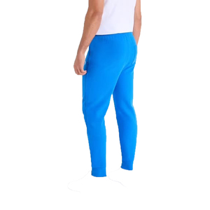 กางเกงวอร์มขายาวสีน้ำเงินล้วนสำหรับผู้ชาย เนื้อผ้าเบาสบาย เอวยางยืด มีเชือกผูก เอวสม็อค ระบายอากาศได้ดี มีกระเป๋าข้าง เหมาะสำหรับฤดูใบไม้ร่วง ผลิตจากผ้าถัก ขายส่ง - Product Image 2