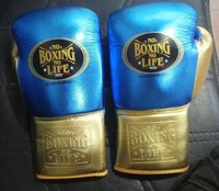 Guantes de Boxeo de Cuero Personalizados 'No Boxing No Life', con Cordones, para Entrenamiento y Sparring, Rojos y Plateados, Dedos Completos, Equipo de Artes Marciales