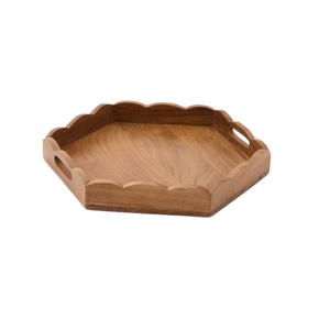 Plateau de service en bois Art Déco, finition bois naturel, rectangulaire, en bois d'acacia, multifonctionnel, poignée personnalisable pour le thé et le café - Product Image 2