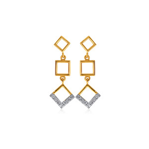 Premium Geometric Triple Square <b>Dangle</b> <b>Earrings</b> 18K Gold Plated CZ <b>Diamond</b> Fashion <b>Earrings</b> for Daily Wear - Product Image 1
