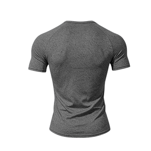 T-shirt de compression pour homme, manches courtes, col rond, séchage rapide, respirant, 200 grammes, motif tricoté, Spandex/Polyester, coupe classique - Product Image 2