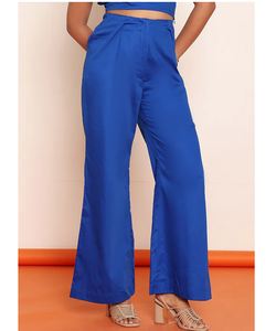 Pantalones de Algodón Sólido para Mujer, Elegantes, de Cintura Alta, Pierna Ancha, Estilo Campana, Ropa Casual de Oficina y Urbana para Mujer - Product Image 3