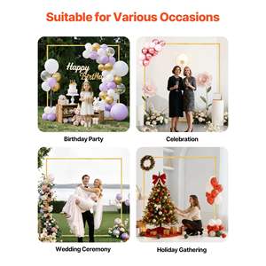 Stable 6.6 X 6.6 ft <b>Gold</b> Metal Arch <b>Backdrop</b> Stand for Wedding Holiday Celebrations; Easy Assembly Square Ceremony Decoration - Product Image 6