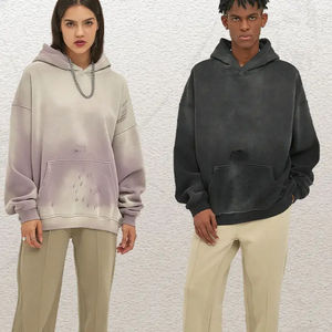 Sudadera con capucha y sudadera sin capucha unisex de talla grande para hombre y mujer, de tejido grueso, con lavado ácido y efecto desgastado por el sol, EE. UU. - Product Image 2