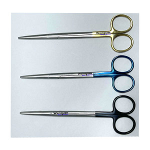 กรรไกรเมทเซนบาุม 3 ชิ้น เครื่องมือผ่าตัด คุณภาพสูง สแตนเลสสตีลเคลือบทองและสีน้ำเงินดำ พร้อมห่วงคล้อง เครื่องมือเวนควาร์ - Product Image 3