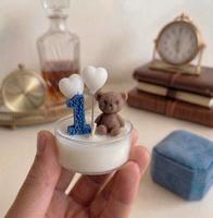 Bougie d'anniversaire à deux ans avec logo personnalisé, souvenir de fête, petite bougie mignonne, boîte cadeau, bougie de célébration romantique, élégante